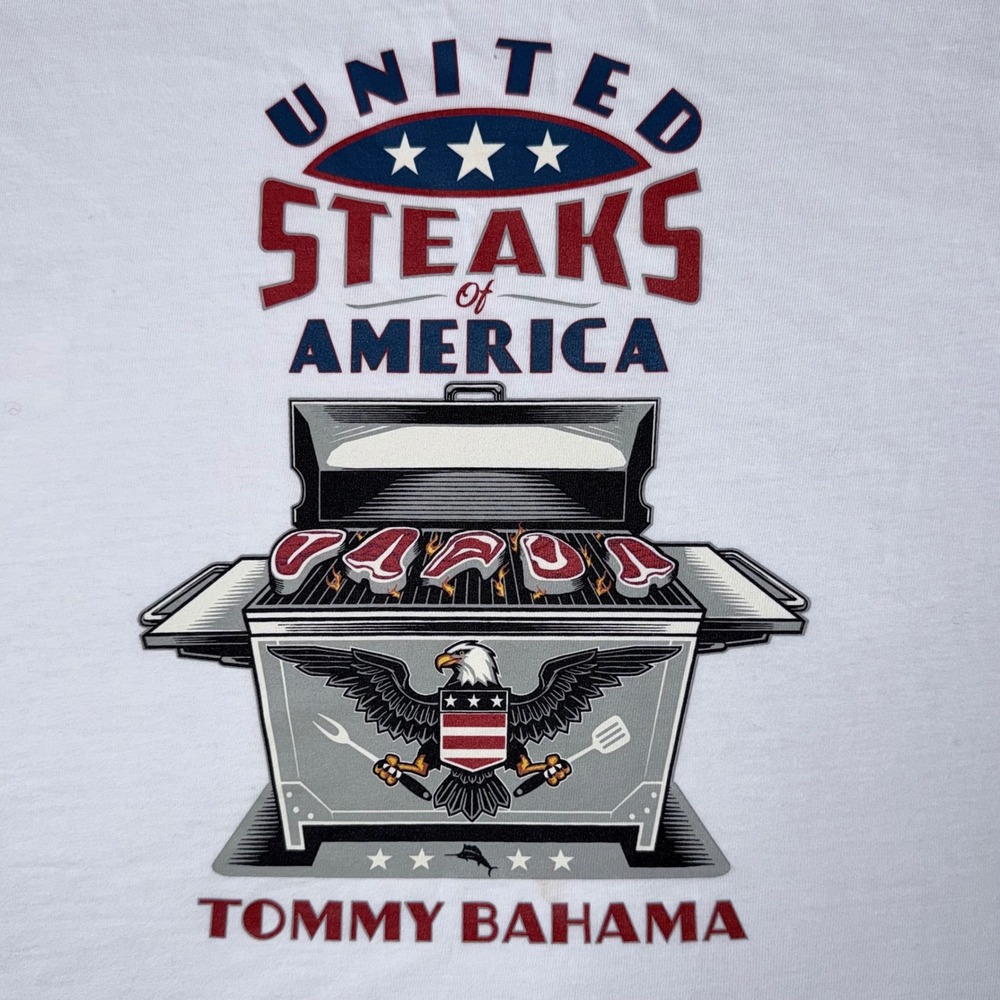 Tommy Bahama Mens 2XLB United Steaks‎ of America Graphic Tee White T-Shirt NWT